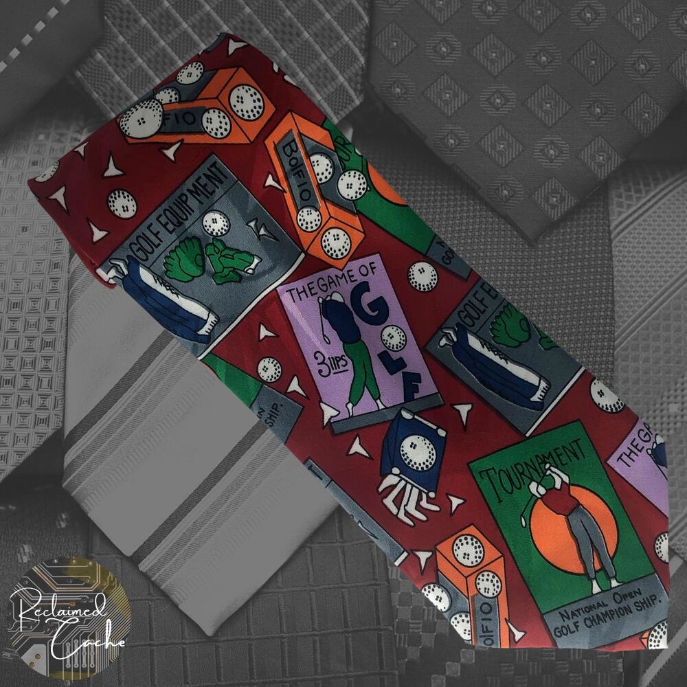 Red Cartoonish Golf Tie